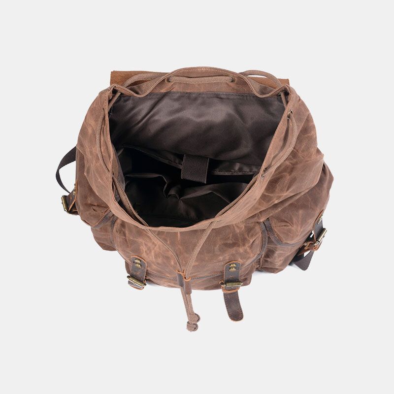 Hombres Vintage Canvas Leather Mochila Bolsa De Viaje Bolsa De Camping