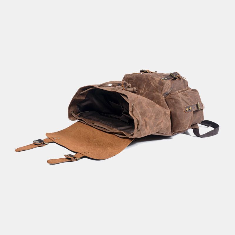 Hombres Vintage Canvas Leather Mochila Bolsa De Viaje Bolsa De Camping