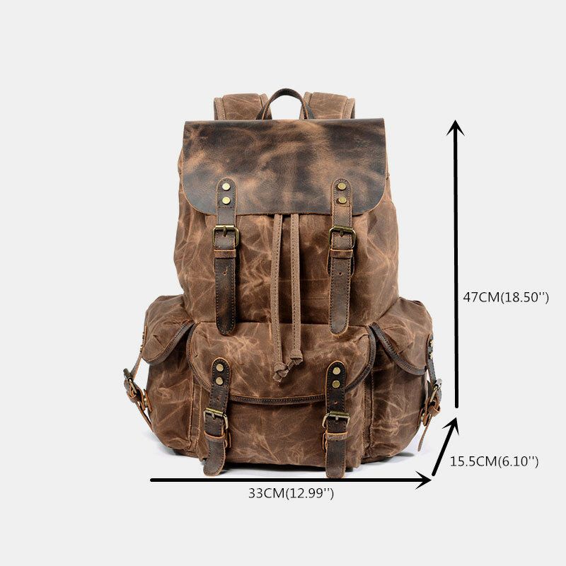 Hombres Vintage Canvas Leather Mochila Bolsa De Viaje Bolsa De Camping