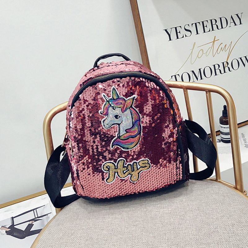 Lentejuelas 3d Unicornio Patrón Mochila Escolar Bolsa De Compras Mochila Mochila