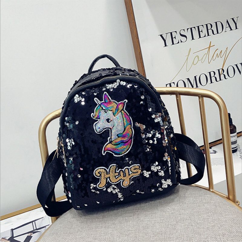 Lentejuelas 3d Unicornio Patrón Mochila Escolar Bolsa De Compras Mochila Mochila