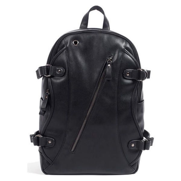 Mk Men Faux Leather Fashion Mochila De Ocio Con Carga Usb Bolsa De Viaje