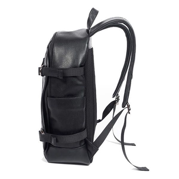 Mk Men Faux Leather Fashion Mochila De Ocio Con Carga Usb Bolsa De Viaje