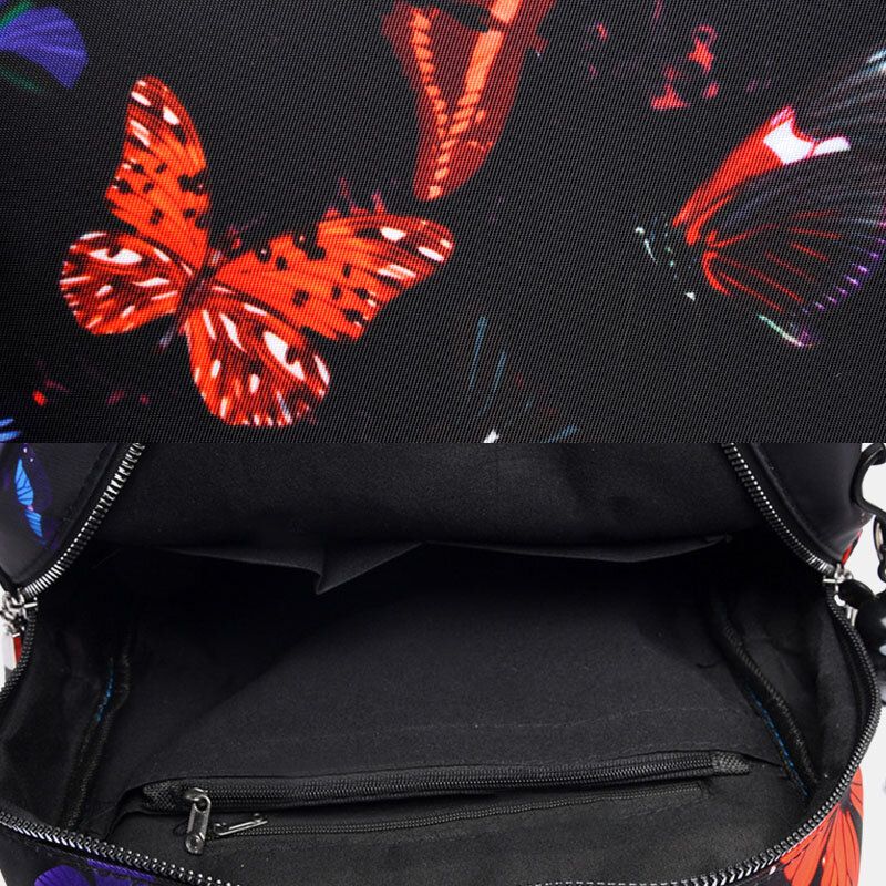 Mochila Al Aire Libre Informal Con Patrón De Mariposa Multiusos Impermeable Para Mujer