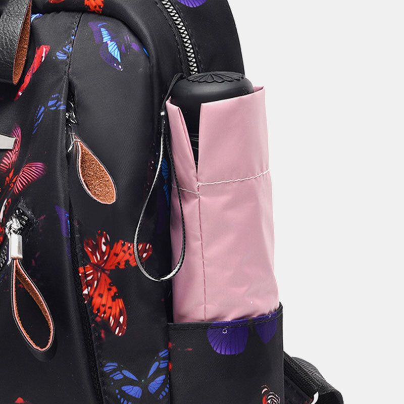 Mochila Al Aire Libre Informal Con Patrón De Mariposa Multiusos Impermeable Para Mujer