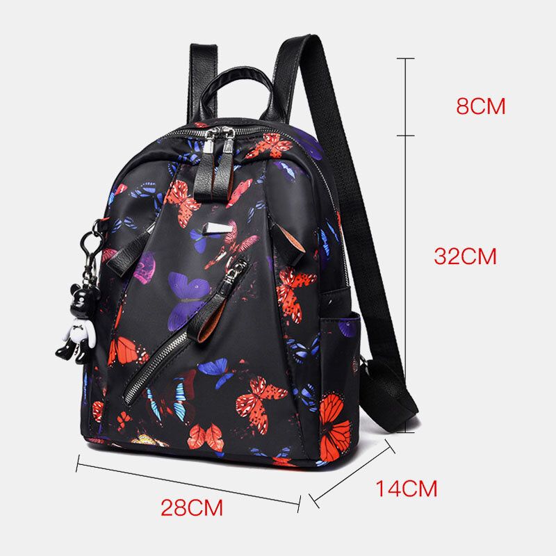 Mochila Al Aire Libre Informal Con Patrón De Mariposa Multiusos Impermeable Para Mujer