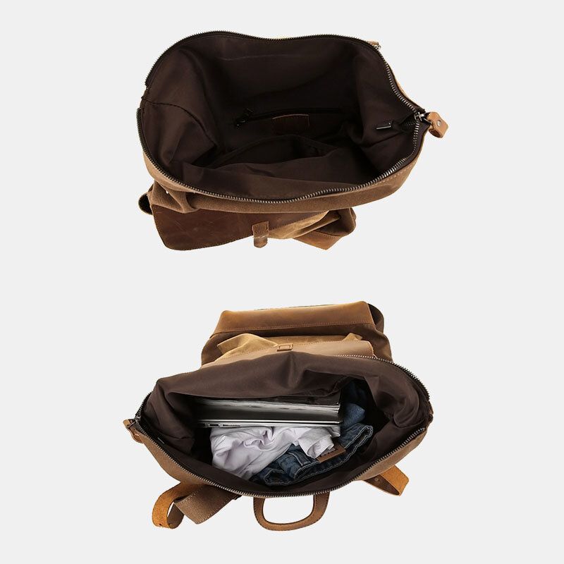 Mochila Antirrobo De Lona Vintage Para Hombre Bolsa De Viaje De Gran Capacidad