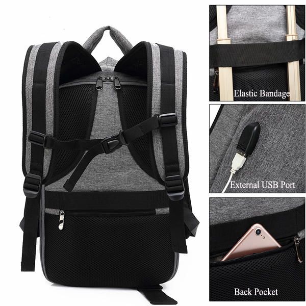 Mochila Antirrobo De Moda Para Hombre Bolsa De Viaje Impermeable Informal Bolsa Para Ordenador Portátil Mochila Con Puerto Usb