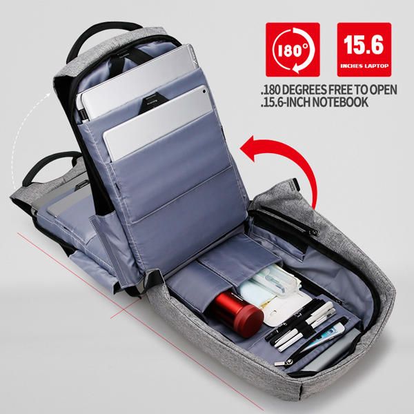 Mochila Antirrobo Para Hombres Bolsa De Viaje Impermeable Con Puerto De Carga Usb Y Puerto De Audio