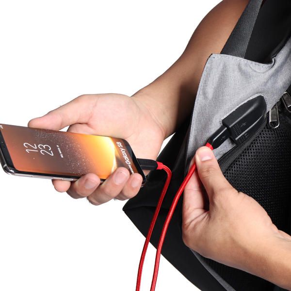 Mochila Antirrobo Para Hombres Bolsa De Viaje Impermeable Con Puerto De Carga Usb Y Puerto De Audio