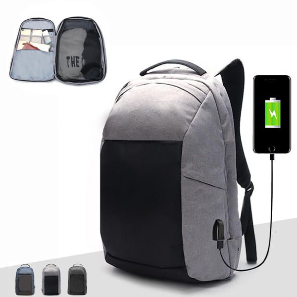 Mochila Antirrobo Para Hombres Senderismo Bolsa De Viaje Informal Con Múltiples Bolsillos Con Puerto De Carga Usb