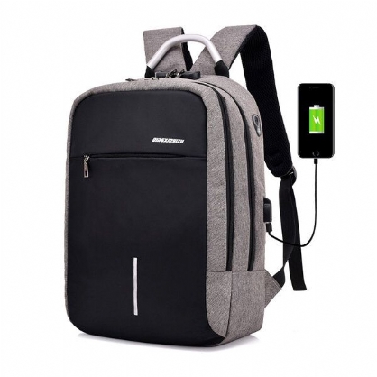 Mochila Antirrobo Para Portátil De Viaje Con Cerradura De Combinación Y Puerto De Carga Usb