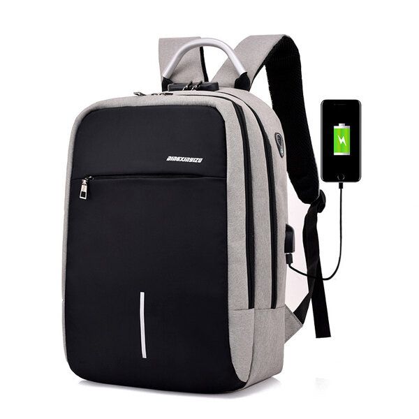 Mochila Antirrobo Para Portátil De Viaje Con Cerradura De Combinación Y Puerto De Carga Usb