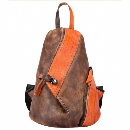 Mochila Artesanal Vintage De Cuero Genuino Retro Para Mujer