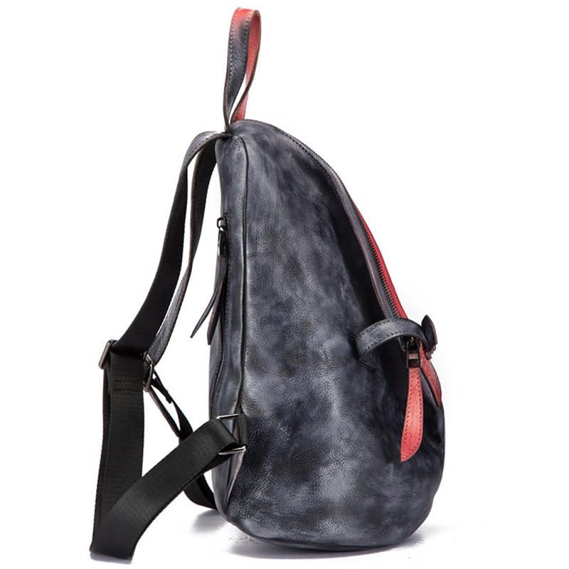 Mochila Artesanal Vintage De Cuero Genuino Retro Para Mujer