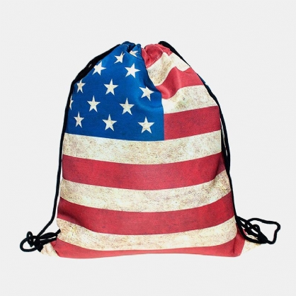 Mochila De Bolsillo Con Cordón Del Día De La Independencia De La Bandera Estadounidense