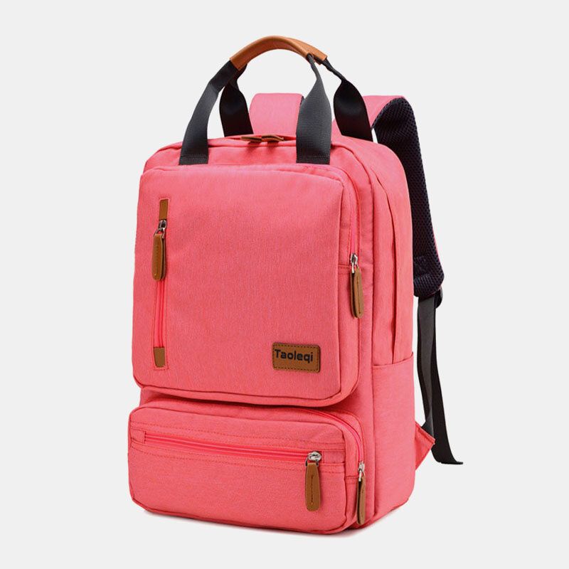 Mochila De Color Puro Con Múltiples Bolsillos De Gran Capacidad Para Hombres Y Mujeres