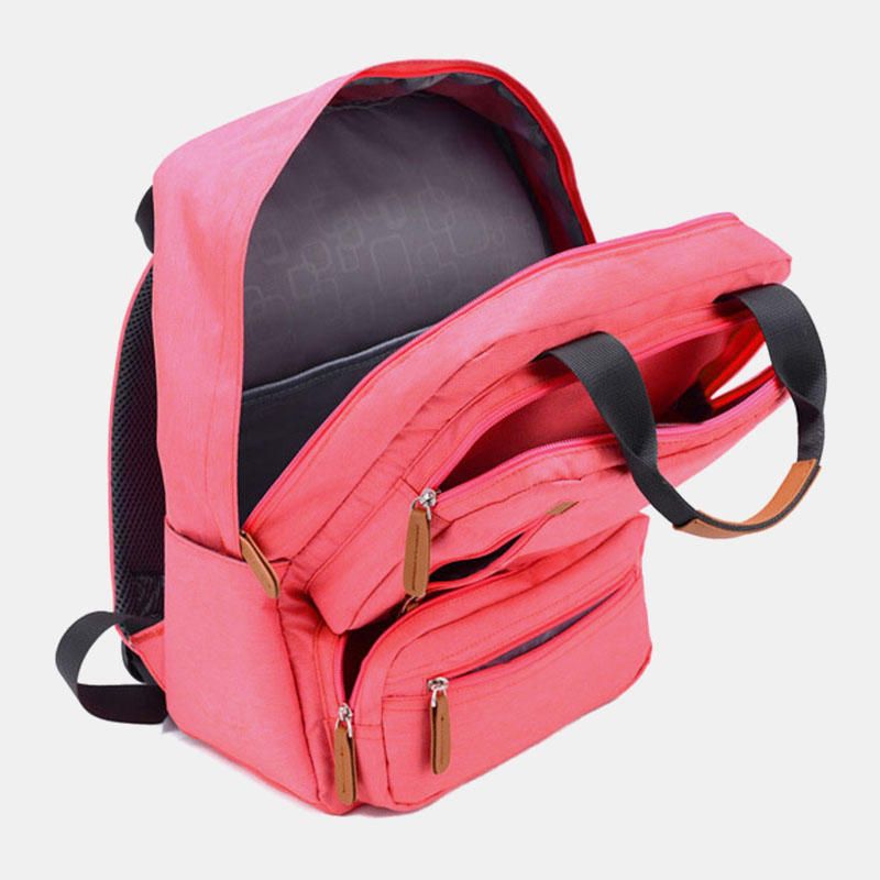 Mochila De Color Puro Con Múltiples Bolsillos De Gran Capacidad Para Hombres Y Mujeres