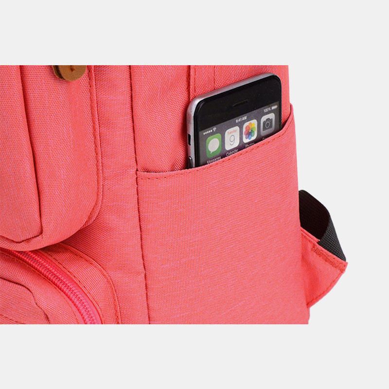 Mochila De Color Puro Con Múltiples Bolsillos De Gran Capacidad Para Hombres Y Mujeres