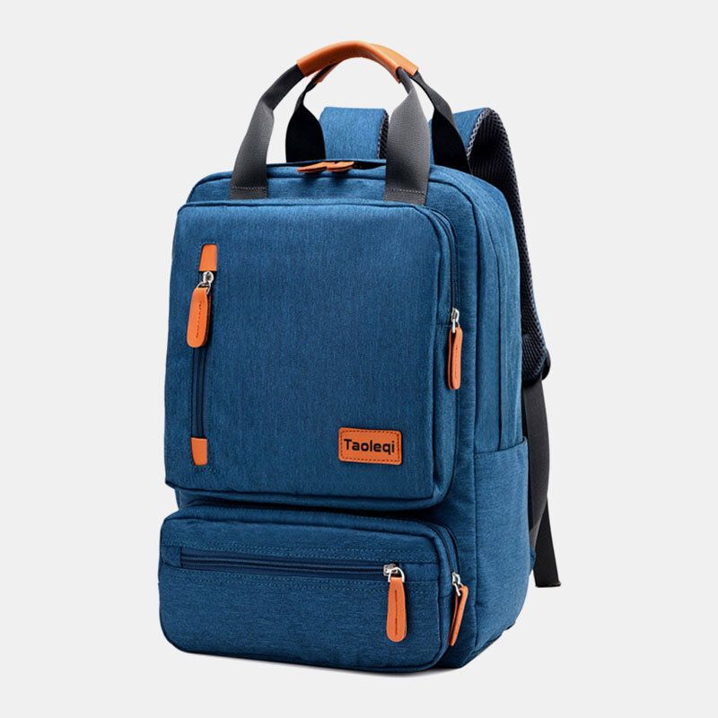 Mochila De Color Puro Con Múltiples Bolsillos De Gran Capacidad Para Hombres Y Mujeres