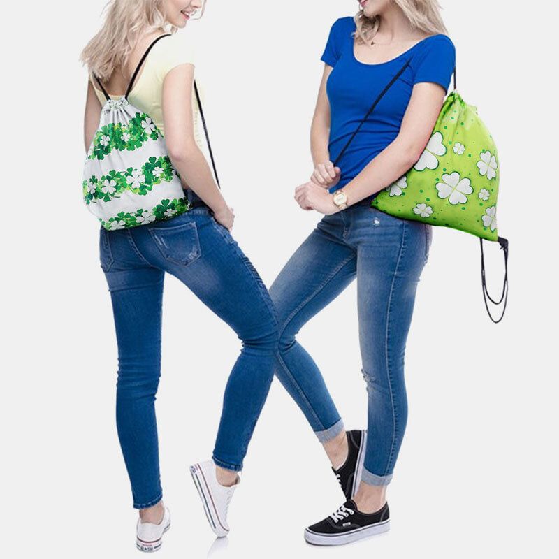 Mochila Con Cordón Con Diseño De Trébol Para Mujer Feliz Día De San Patricio