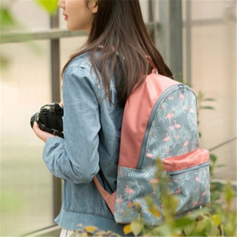 Mochila Con Estampado De Dibujos Animados De Flamencos Para Mujer Mochila Escolar Informal Floral Para Niñas