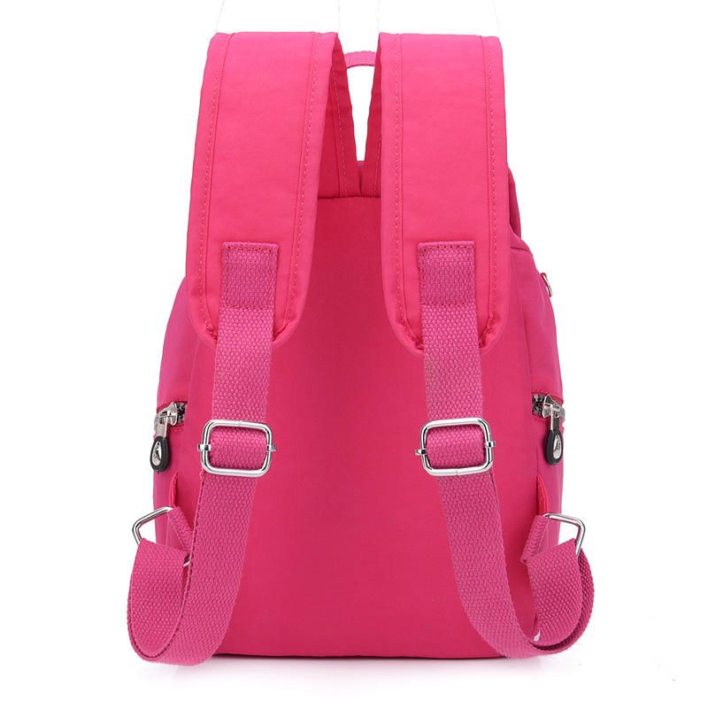 Mochila Con Solapa De Nailon Sólido Para Mujer Bolso Informal Impermeable