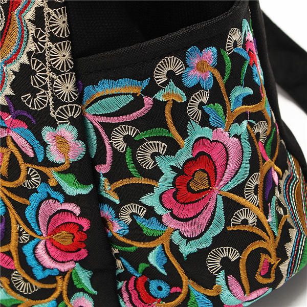 Mochila Creativa Con Cremallera Bordada De Estilo Nacional Para Mujer