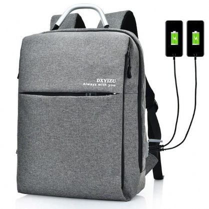 Mochila Dacron Con Múltiples Bolsillos De 15.6 Pulgadas Bolsa Sólida Para Computadora Portátil Con Puerto Usb Dual Y Cubierta A Prueba De Lluvia