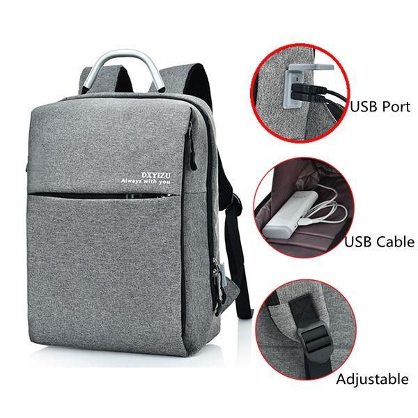 Mochila Dacron Con Múltiples Bolsillos De 15.6 Pulgadas Bolsa Sólida Para Computadora Portátil Con Puerto Usb Dual Y Cubierta A Prueba De Lluvia