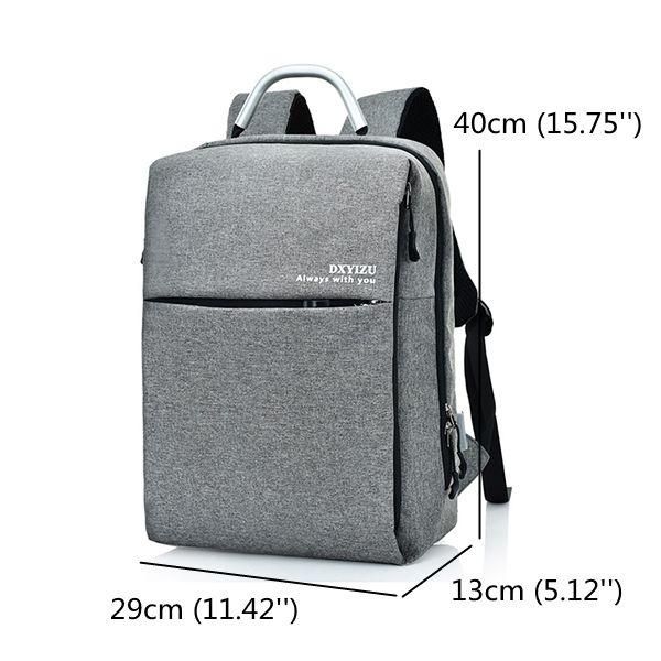 Mochila Dacron Con Múltiples Bolsillos De 15.6 Pulgadas Bolsa Sólida Para Computadora Portátil Con Puerto Usb Dual Y Cubierta A Prueba De Lluvia