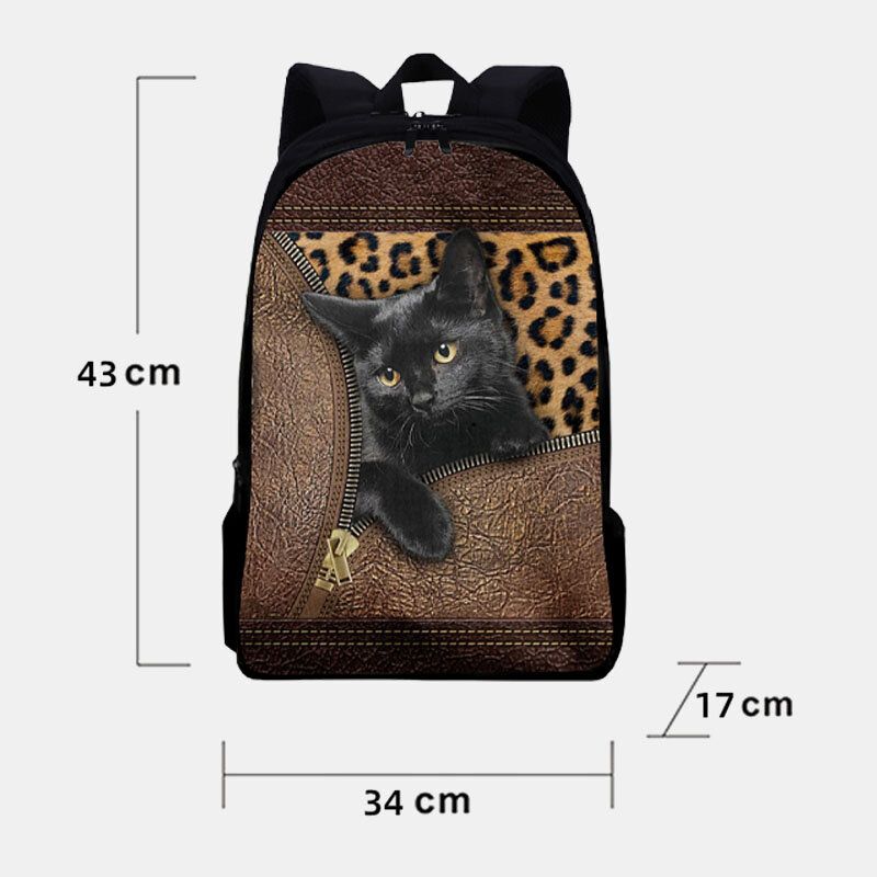 Mochila Escolar De Gran Capacidad Con Estampado De Gatos De Tela Oxford Para Mujer