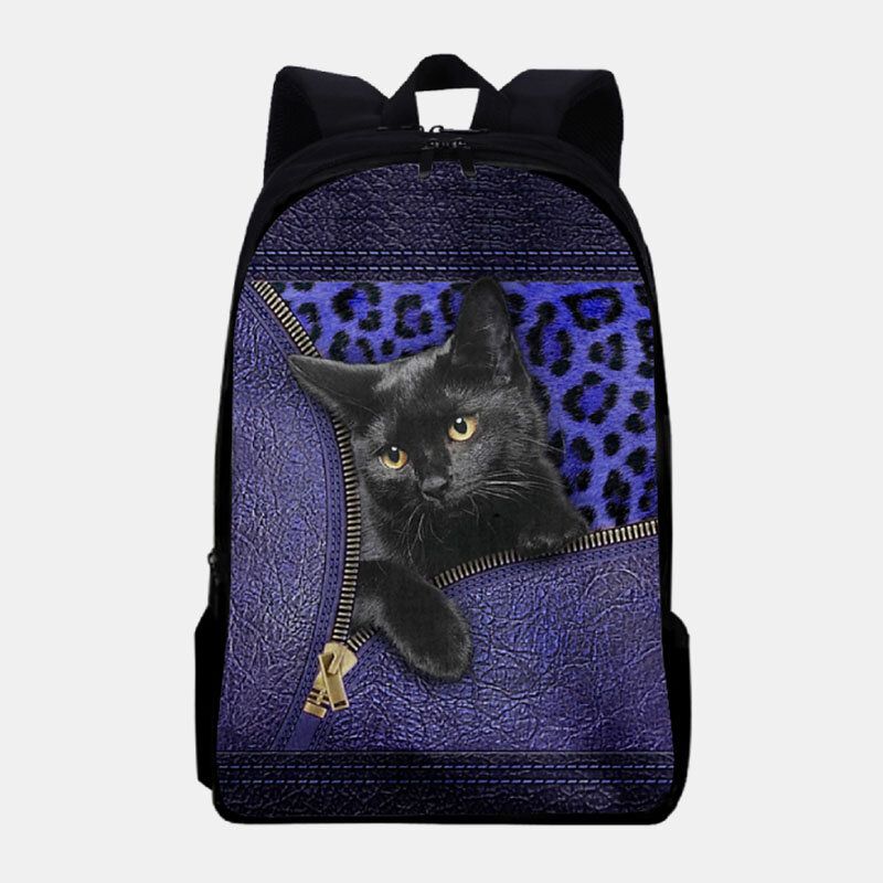 Mochila Escolar De Gran Capacidad Con Estampado De Gatos De Tela Oxford Para Mujer