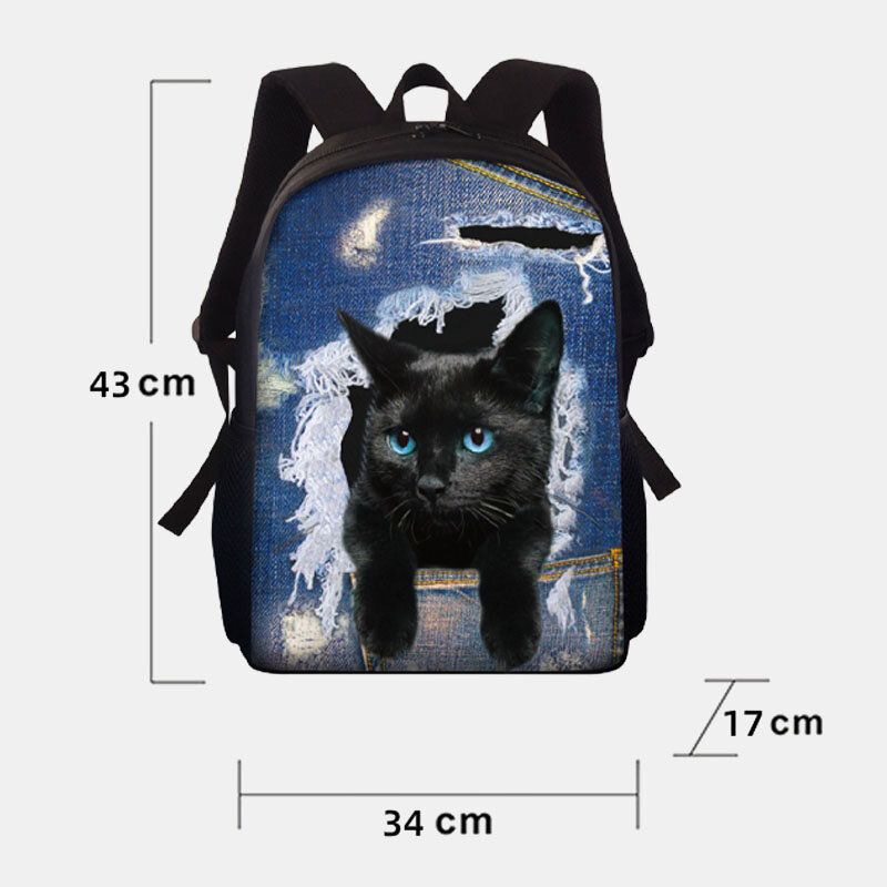 Mochila Escolar De Gran Capacidad Con Estampado De Gatos De Tela Oxford Para Mujer