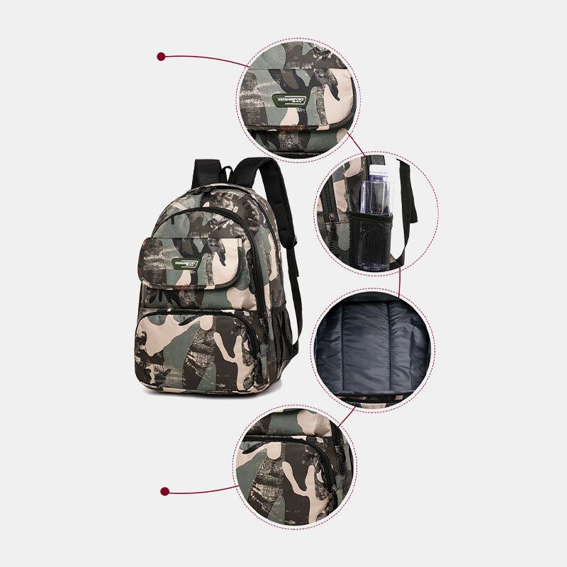 Mochila Escolar Impermeable De Camuflaje De Gran Capacidad Para Hombres Mochila Para Ordenador Portátil De 15.6 Pulgadas Mochila De Viaje Para Exteriores