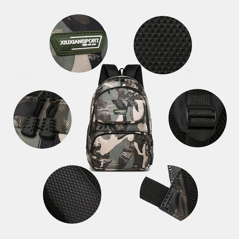 Mochila Escolar Impermeable De Camuflaje De Gran Capacidad Para Hombres Mochila Para Ordenador Portátil De 15.6 Pulgadas Mochila De Viaje Para Exteriores