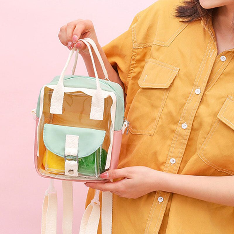 Mochila Escolar Impermeable Con Retales Transparentes Para Mujer