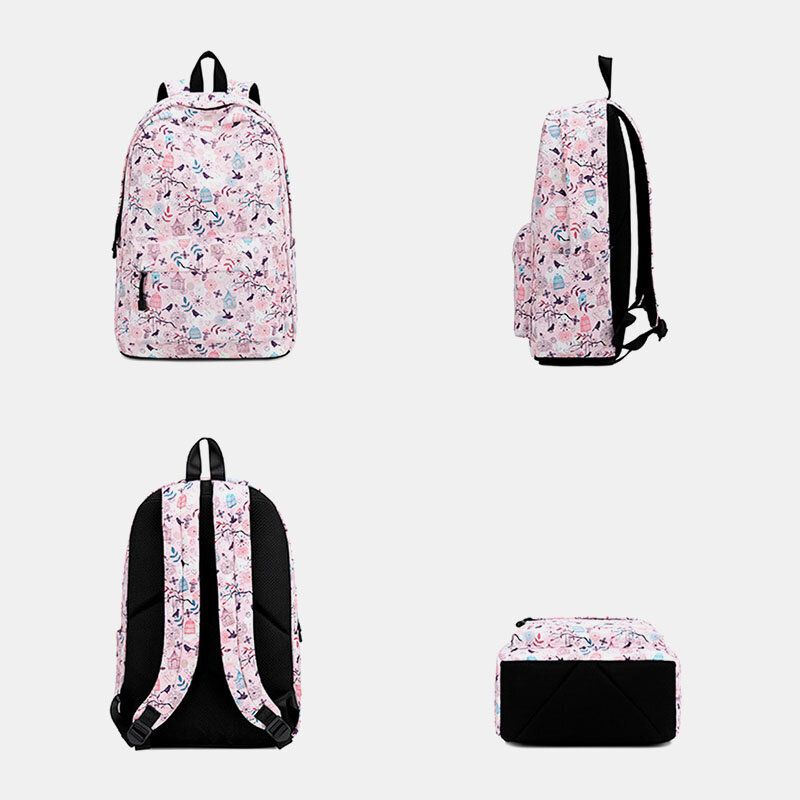 Mochila Escolar Informal Impermeable Con Estampado De Mujer