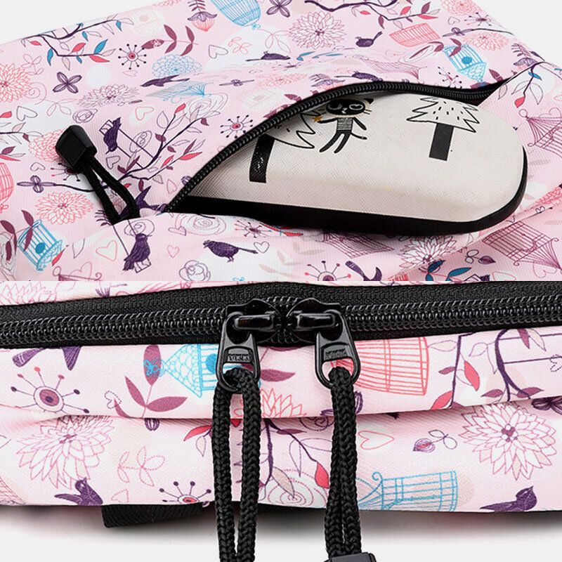 Mochila Escolar Informal Impermeable Con Estampado De Mujer