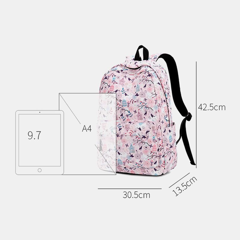 Mochila Escolar Informal Impermeable Con Estampado De Mujer