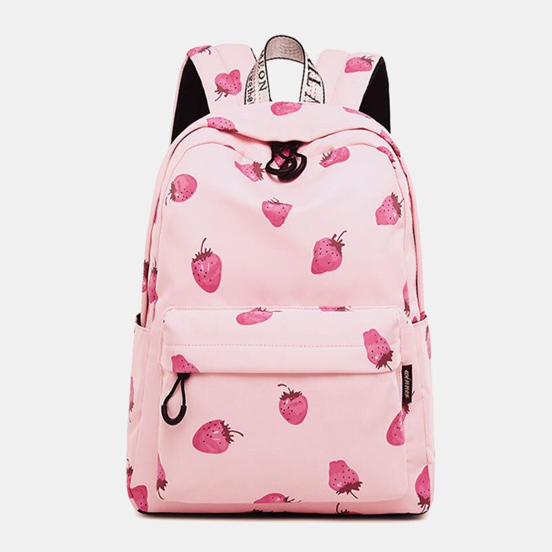 Mochila Escolar Ligera Con Patrón De Fresa Mochila Para Portátil De 15.6 Pulgada Mochila Mochila