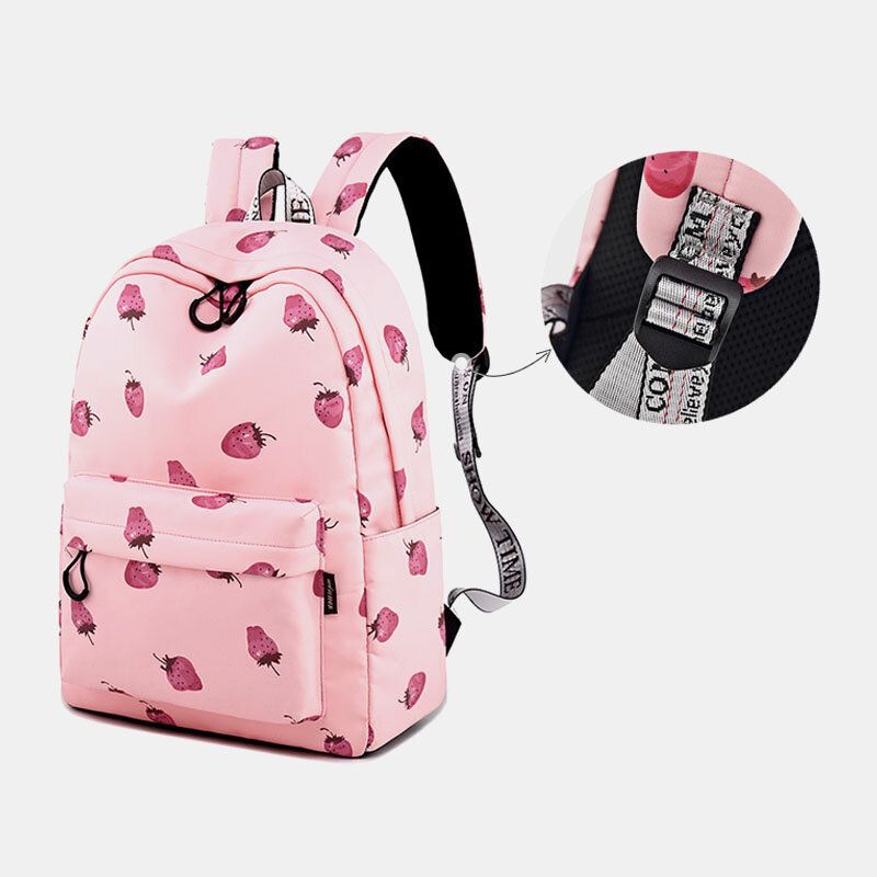 Mochila Escolar Ligera Con Patrón De Fresa Mochila Para Portátil De 15.6 Pulgada Mochila Mochila