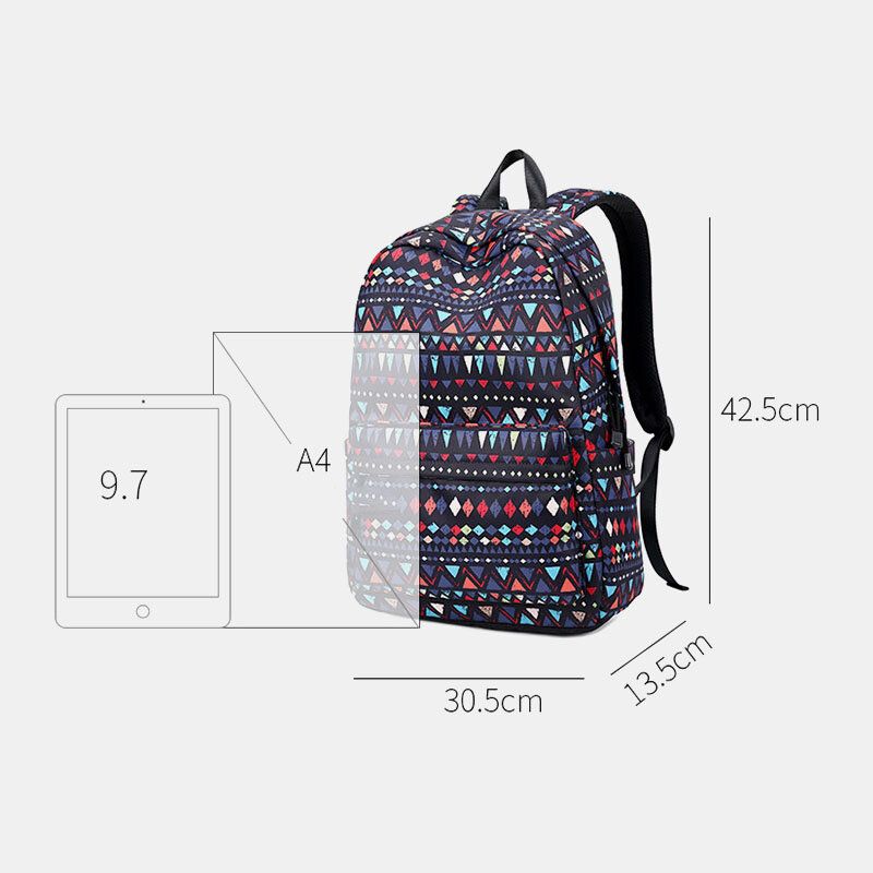 Mochila Escolar Nacional Impresa Bohemia Impermeable Para Mujer