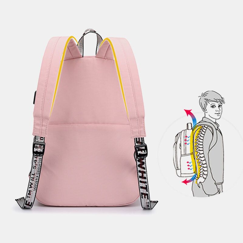 Mochila Escolar Para Estudiantes Al Aire Libre De Viaje Informal De Gran Capacidad Para Mujeres Con Mochila Resistente Al Desgaste Con Carga Usb