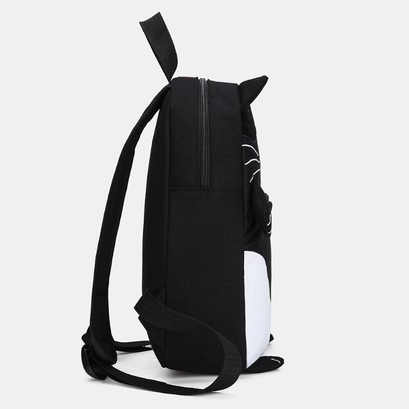 Mochila De Gran Capacidad De Lona De Gato Lindo Para Mujer