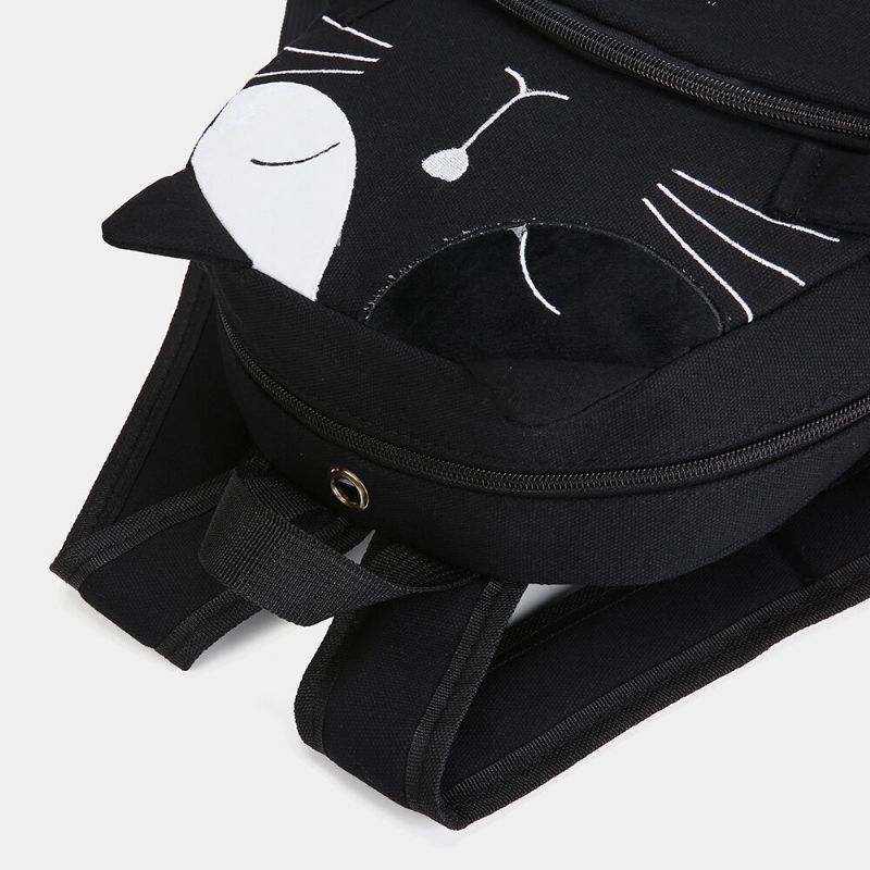 Mochila De Gran Capacidad De Lona De Gato Lindo Para Mujer