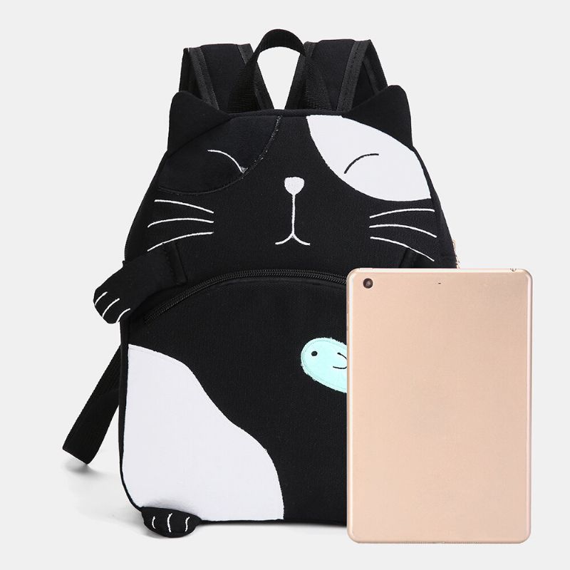 Mochila De Gran Capacidad De Lona De Gato Lindo Para Mujer