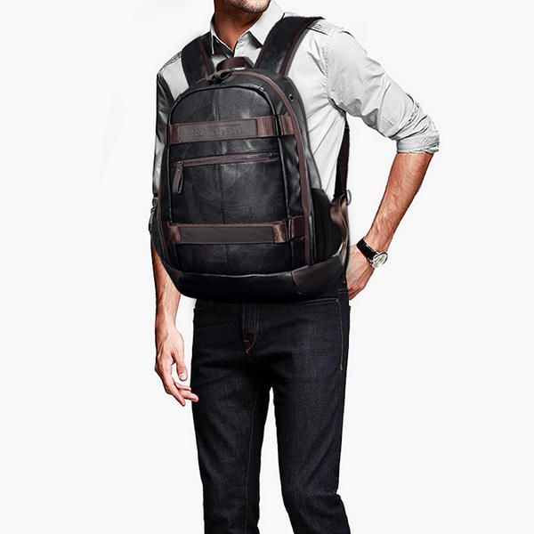 Mochila De Gran Capacidad De Moda Al Aire Libre De Piel Sintética Para Hombres