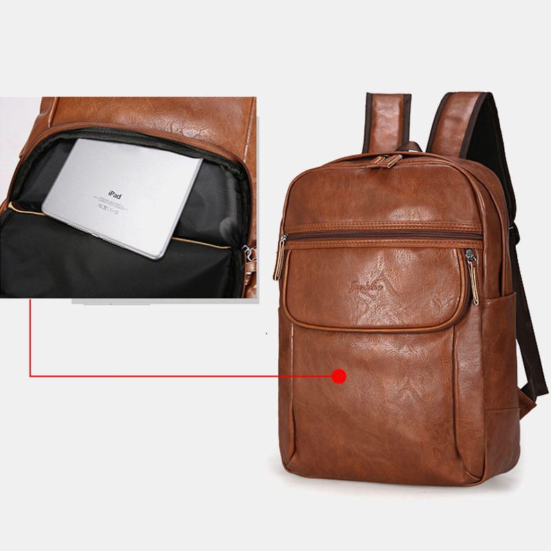 Mochila De Gran Capacidad De Piel Sintética De Gran Capacidad Para Hombre