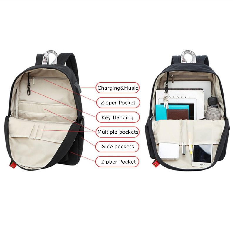 Mochila Impermeable Antirrobo Con Puerto Usb Para Mujer Mochila Para Portátil Viaje Escuela Bandolera